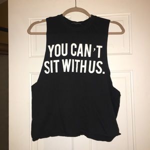 Women’s Black & White “YOU CAN’T SIT WITH US” Mean Girls Brandy Muscle Tee Tank